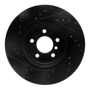 BMW 528I xDrive Brake Rotor (1) - Front Right - R1 Concepts - Drilled & Slotted - Black - `11-`16